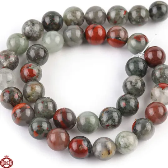 African Bloodstone Beads Smooth Round