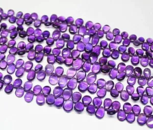 African Purple Amethyst Smooth Pear Drop Gemstone Loose Pair Beads 8" 7mm 8mm