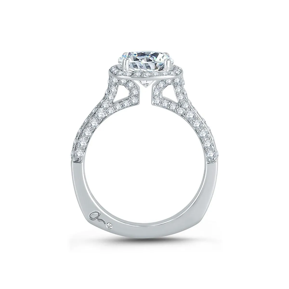 A.Jaffe Exquisite Gallery Cushion Halo Diamond Engagement Ring MES761/212