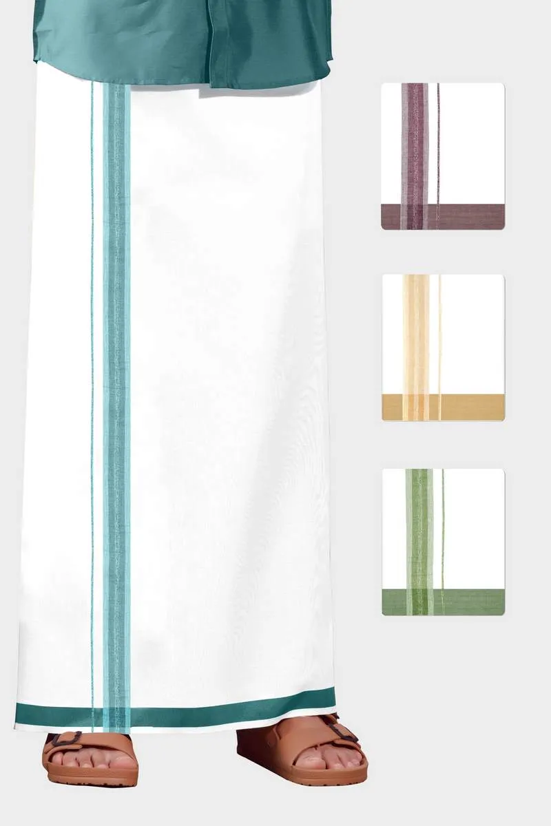 Alex Inila - Peach Yellow Smooth Cotton Double Layered Dhoti With Fancy Borders | Uathayam