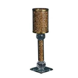 Ambrose Exquisite Candle Holder in Gift Box, Gold Crushed Diamonds