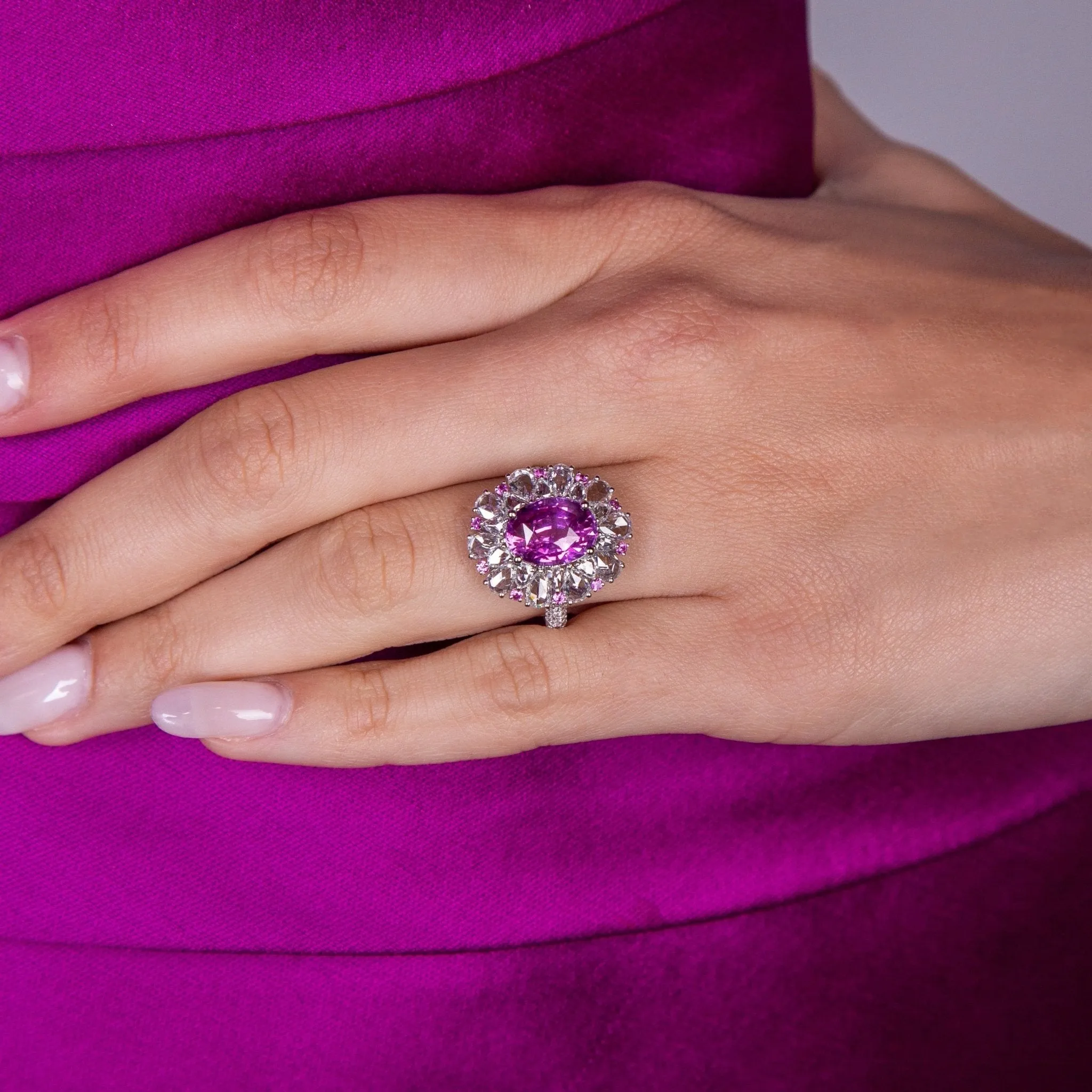Andante Pink Sapphire Cocktail Ring