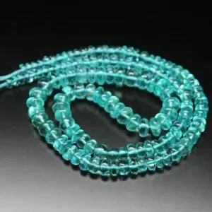 Aqua Blue Apatite Smooth Rondelle Loose Gemstone Craft Beads Strand 9" 3mm 6mm