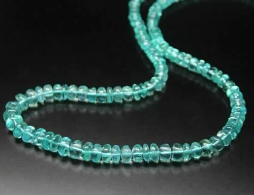 Aqua Blue Apatite Smooth Rondelle Loose Gemstone Craft Beads Strand 9" 3mm 6mm