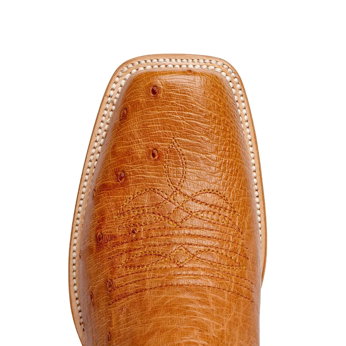Arroyo Smooth Ostrich Stockman Square Toe Boot - Cognac