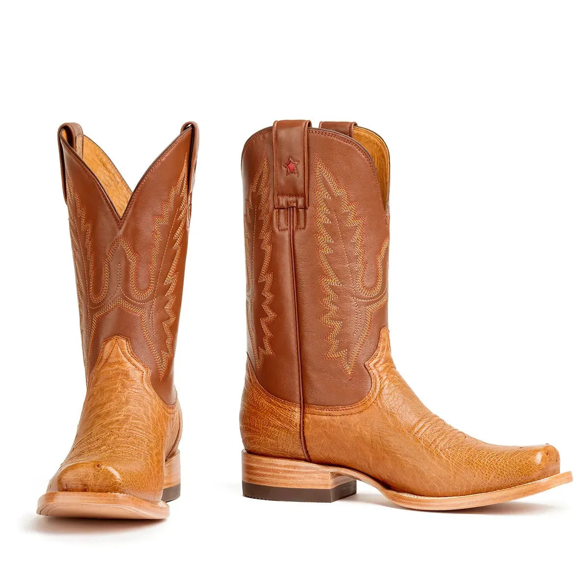 Arroyo Smooth Ostrich Stockman Square Toe Boot - Cognac