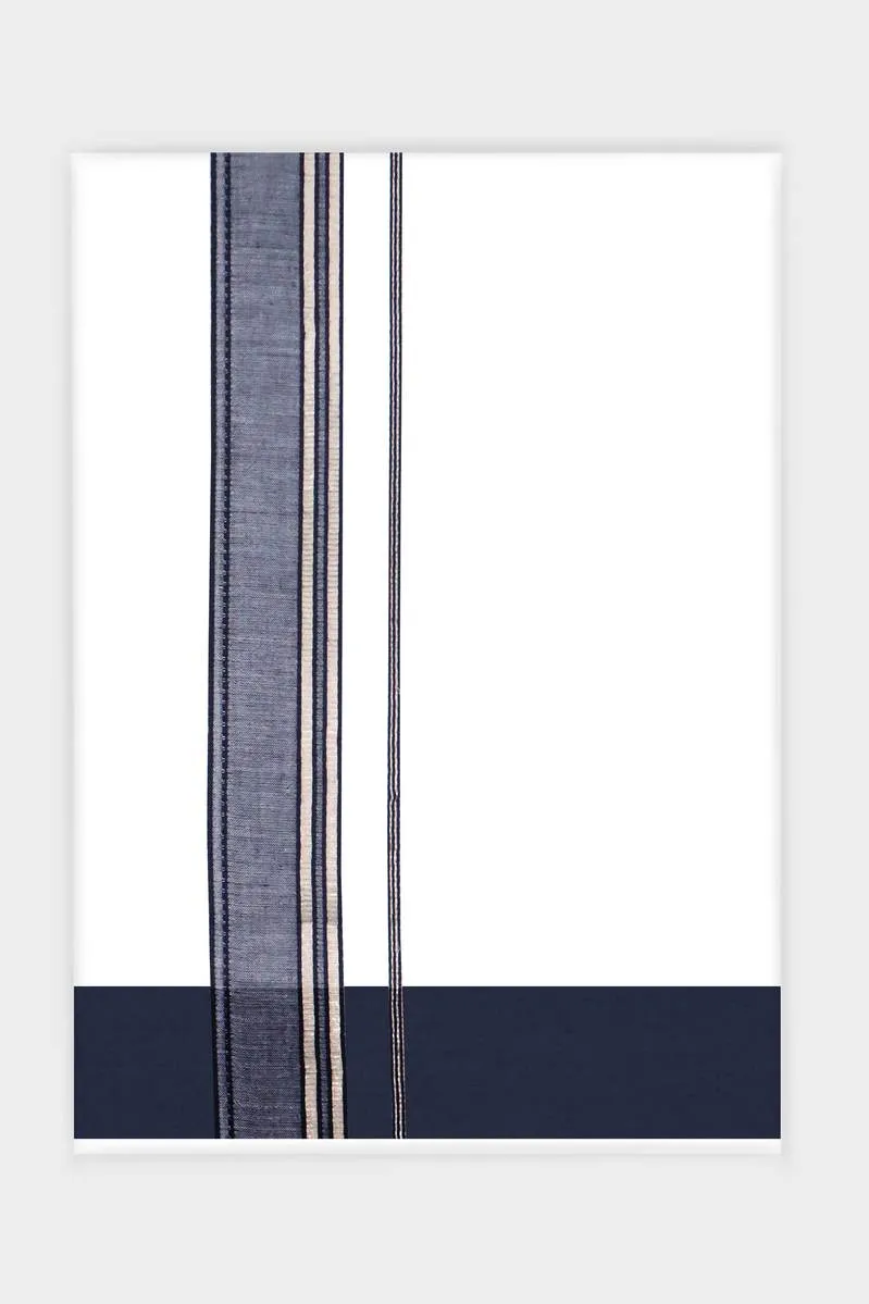 Art Crystal Combo - Navy Blue And Black Double Layered Dhoti | Uathayam