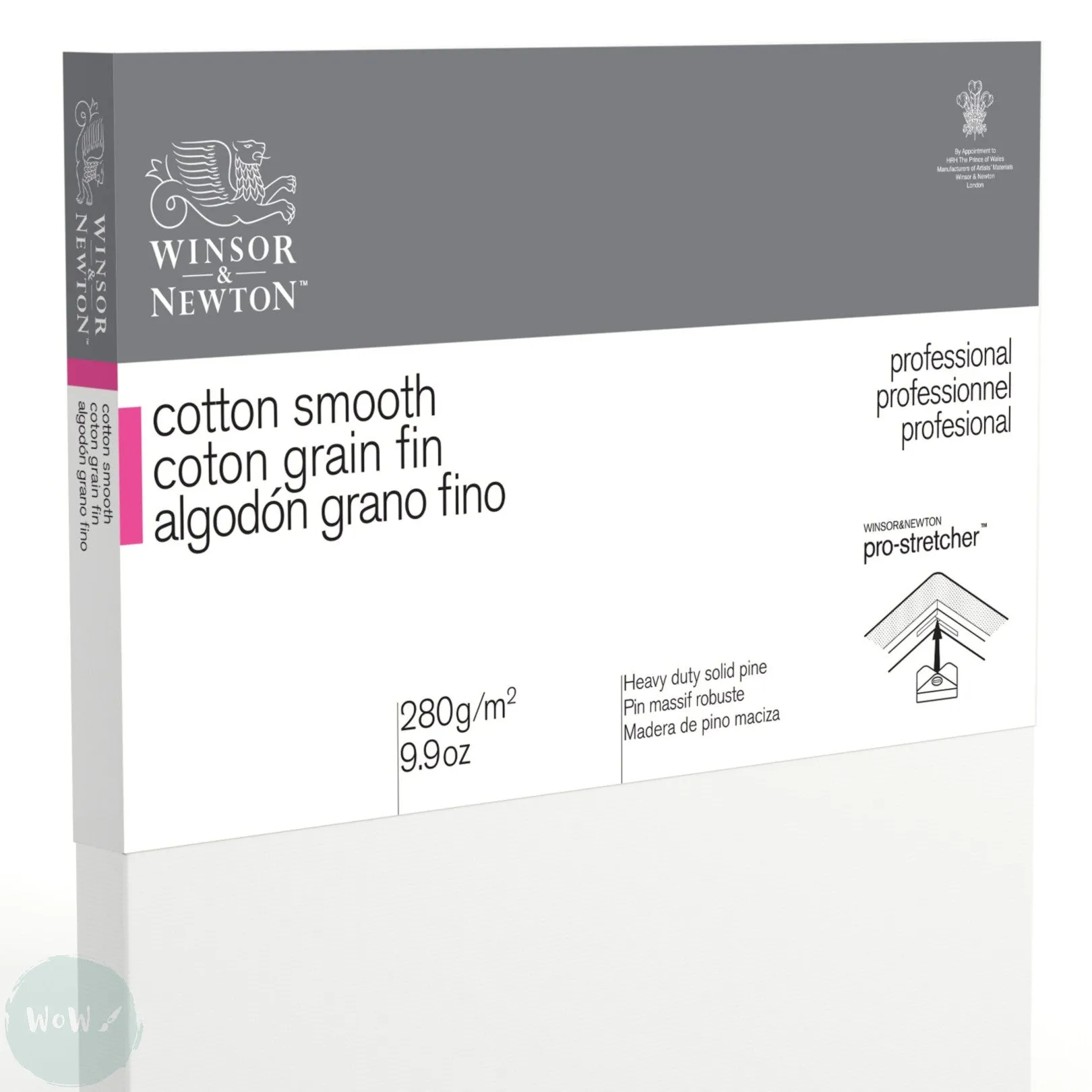 Artists Stretched Canvas - STANDARD Depth - WHITE PRIMED Cotton - SINGLE  - 280 gsm Winsor & Newton - PROFESSIONAL SMOOTH (Fine Detail) - 20 x 24" (508 X 610mm)