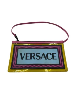 AS IS Versace Vinyl Rubber Logo Pouch