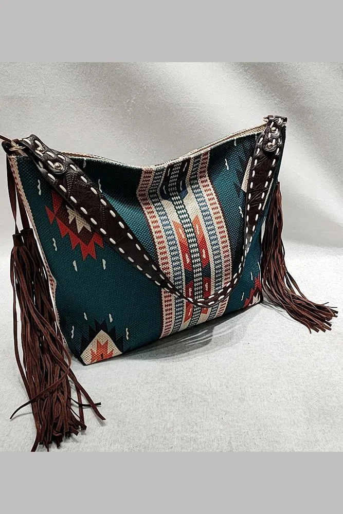 AZTEC FRINGE CROSS BODY PURSE