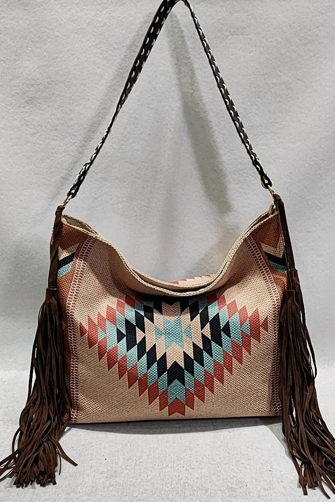 AZTEC FRINGE CROSS BODY PURSE