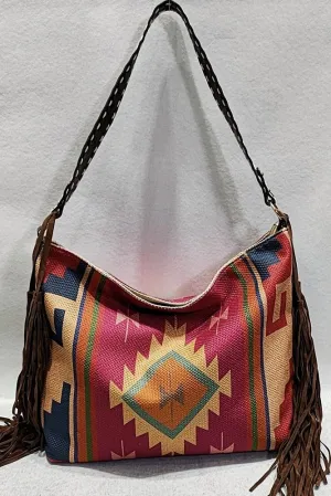 AZTEC FRINGE CROSS BODY PURSE