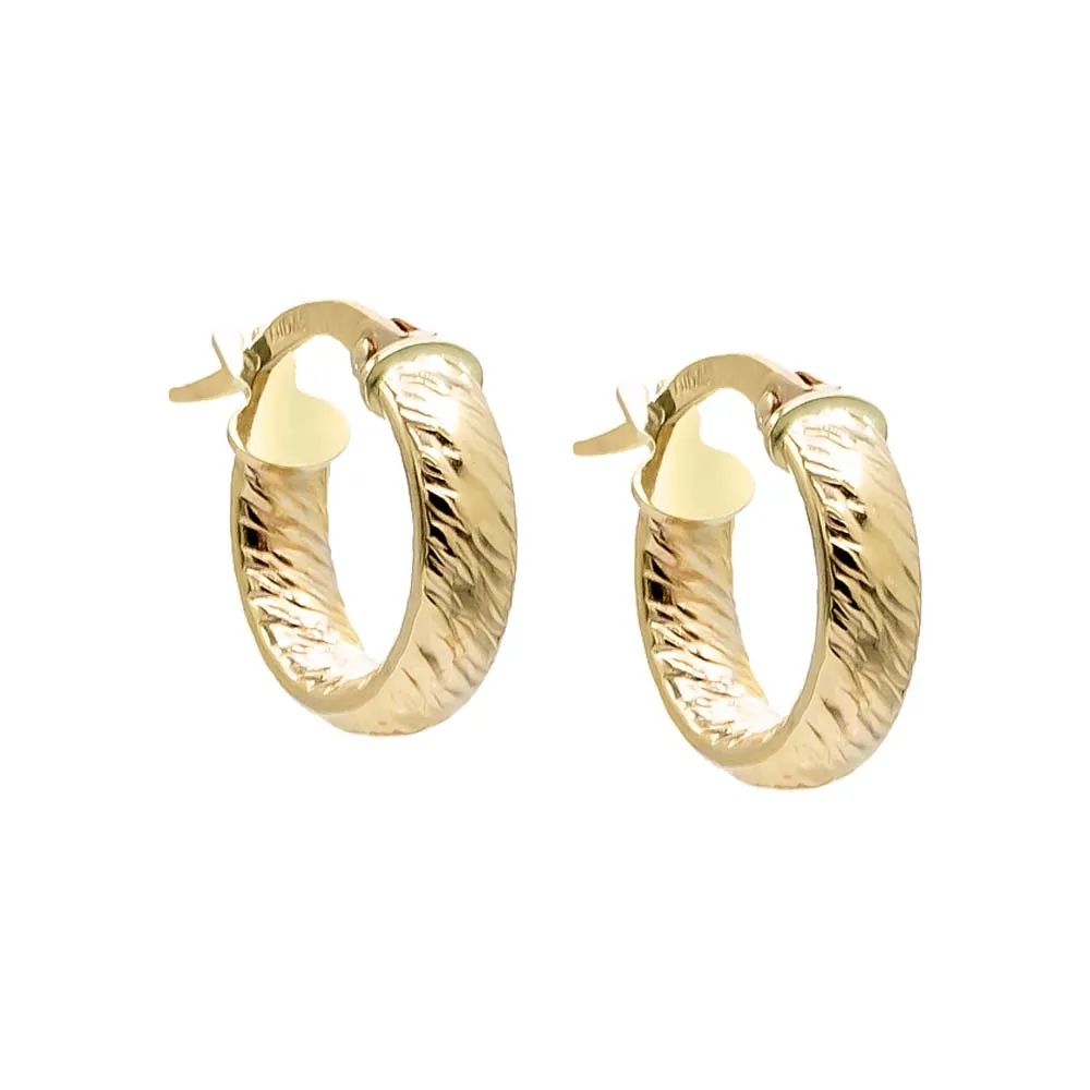 Baby Textured Hoop Earring 14K