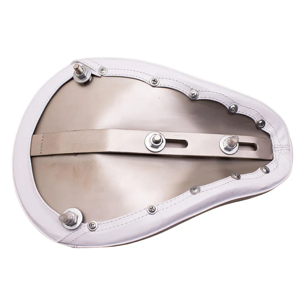 Bates Style Solo Seat - White Leather - Smooth