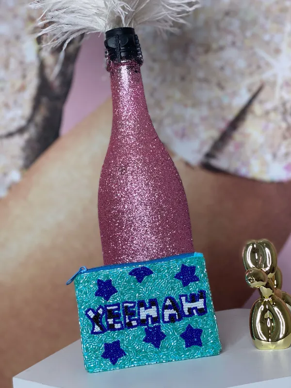 Beaded Coin Purse YeeHaw, Blue