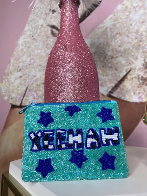 Beaded Coin Purse YeeHaw, Blue