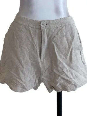 Beige Textured Twill Shorts