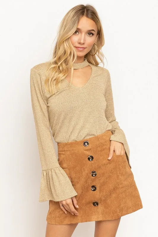 Bell Sleeve Textured Knit Top