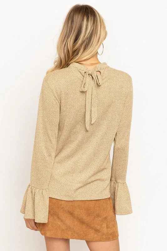 Bell Sleeve Textured Knit Top