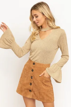 Bell Sleeve Textured Knit Top