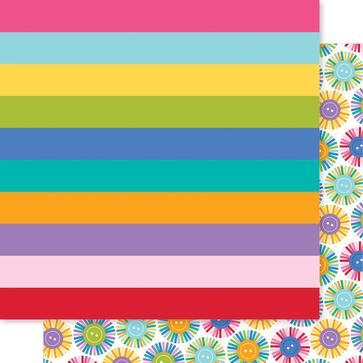 Bella Blvd - Let's Scrapbook! Collection - 12x12 Single Sheets - Button Burst / BB2850
