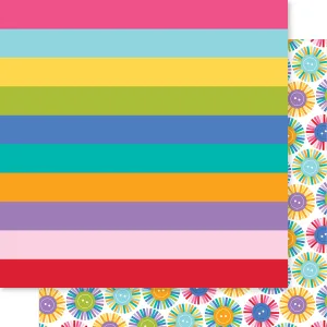 Bella Blvd - Let's Scrapbook! Collection - 12x12 Single Sheets - Button Burst / BB2850