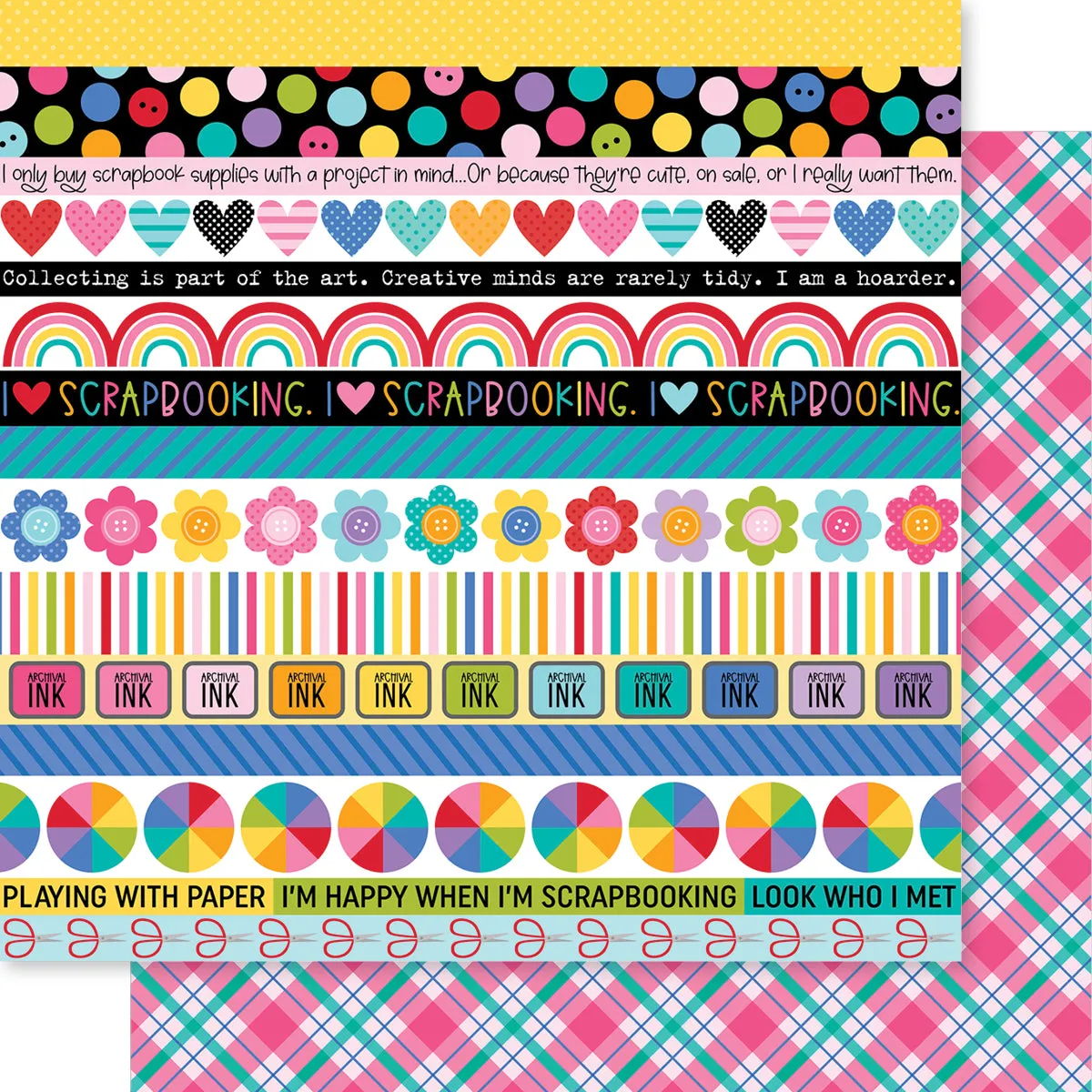 Bella Blvd - Let's Scrapbook! Collection - 12x12 Single Sheets - Let's Scrapbook! Borders / BB2857
