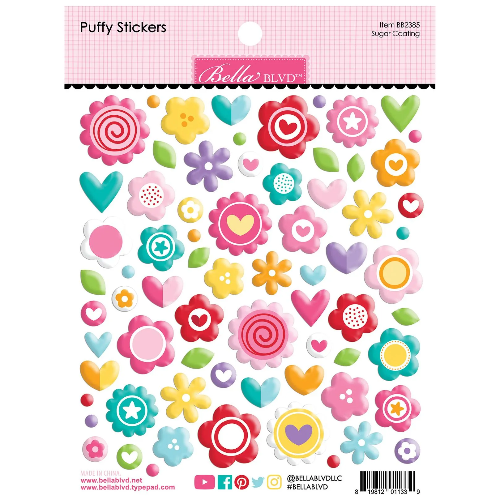 Bella Blvd - Let's Scrapbook! Collection - Coordinating - Puffy Stickers - Sugar Coating / BB2385