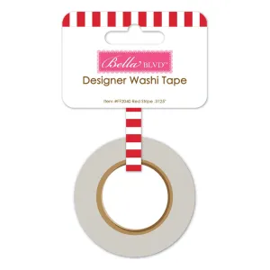 Bella Blvd - Let's Scrapbook! Collection - Coordinating - Washi Tape / .3125" - Red Stripe / BB2040