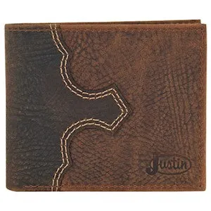 BG22125842W4 Justin Bifold Wallet Brown w/ Boot Stitching Design