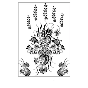 Black Lace Botanical Temporary Tattoo Sheet - 5 Pcs