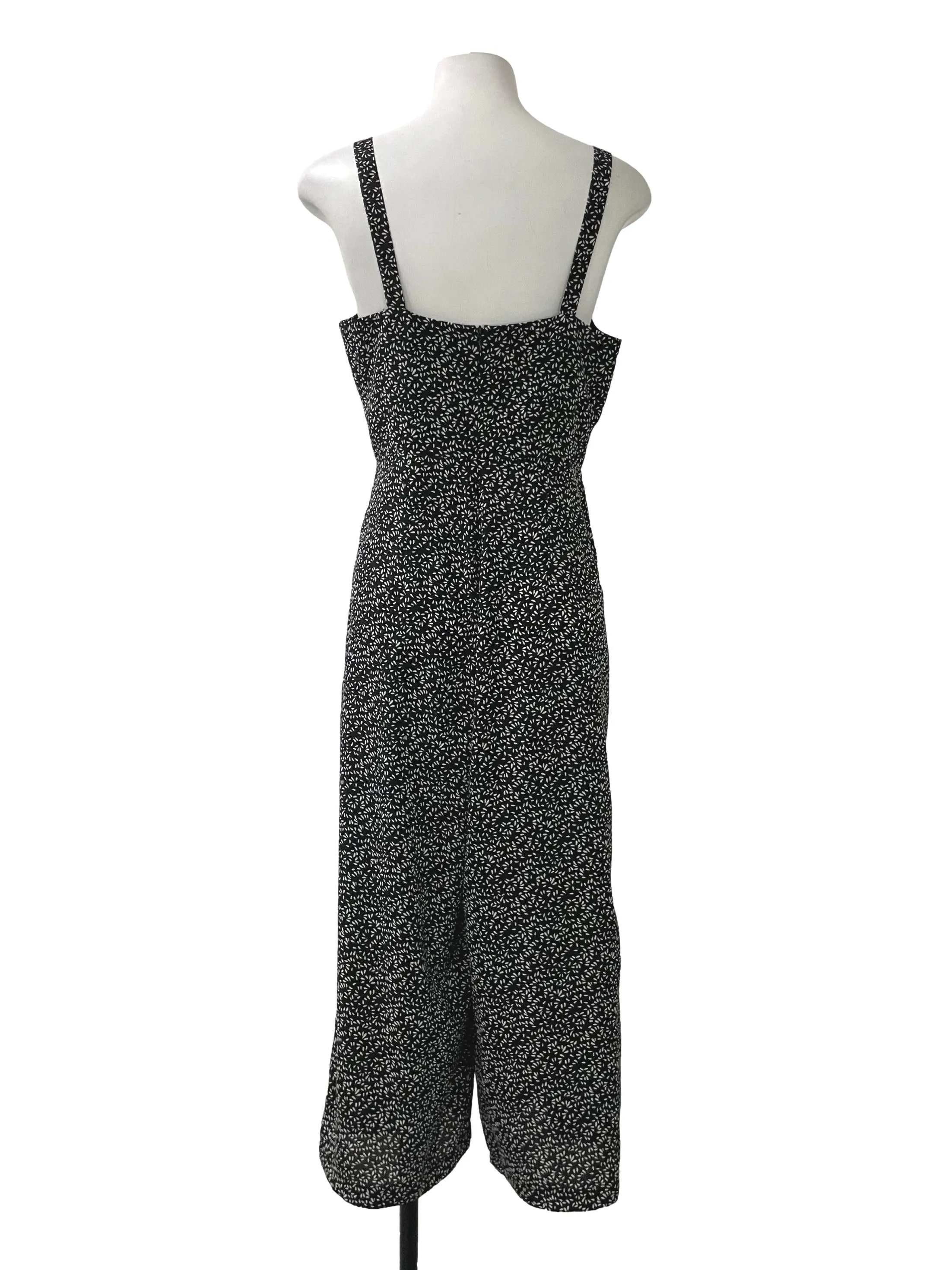 Black Patterned Square Neck Jumpsuit