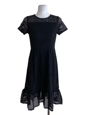 Black Textured Blouson Dress