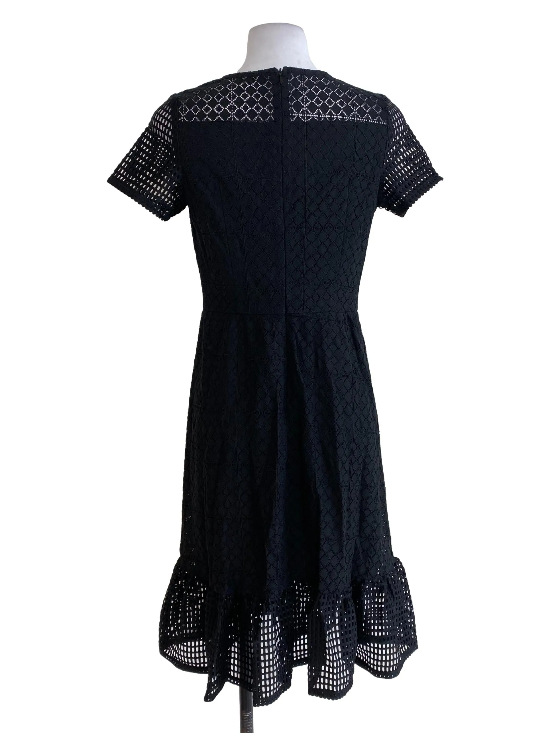 Black Textured Blouson Dress