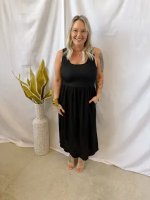 Black Textured Knit Dress