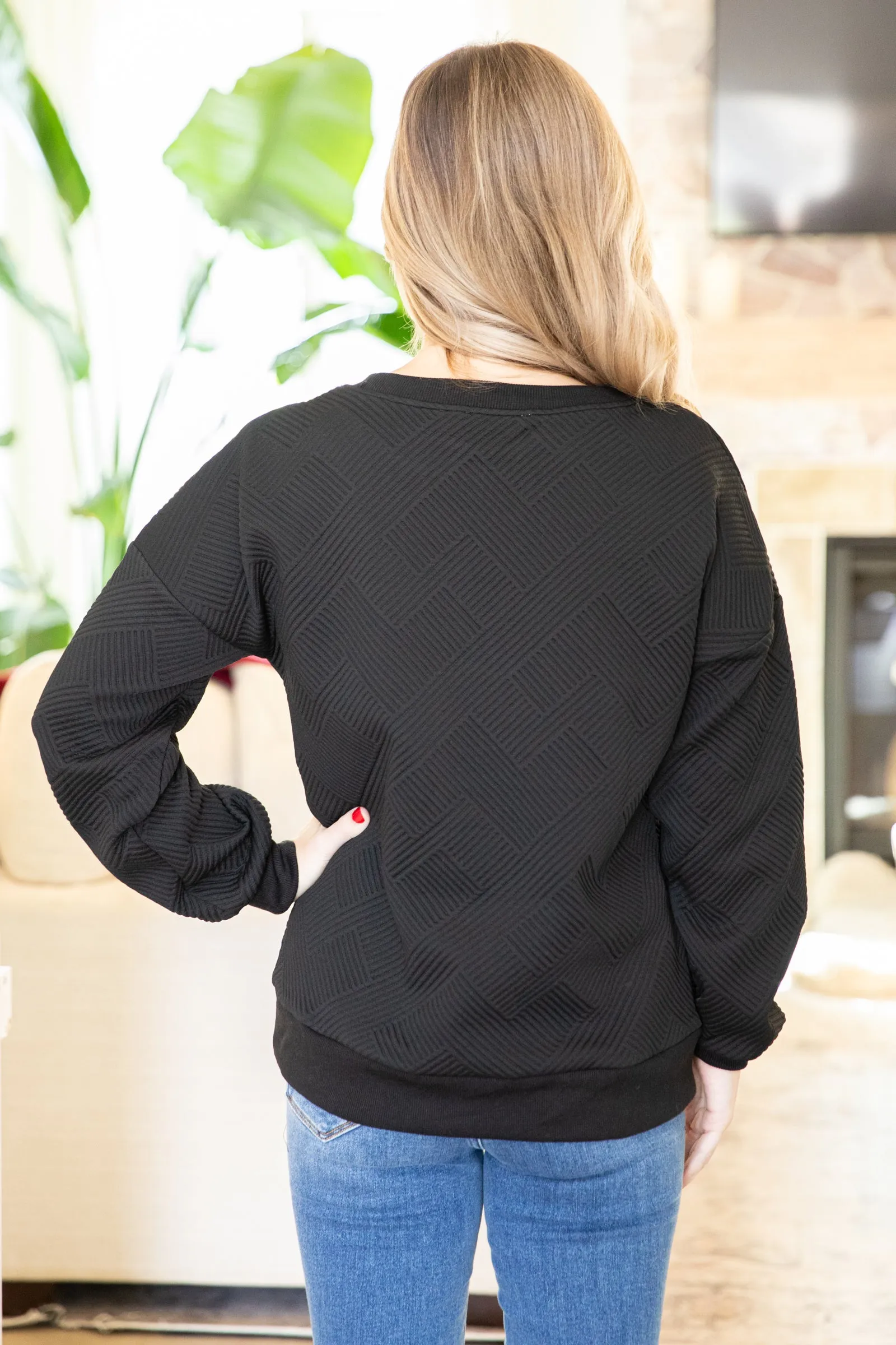 Black Textured Sweatshirt