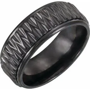 Black Titanium 8 mm Patterned Band Size 7