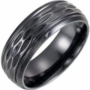 Black Titanium Patterned Band Size 7