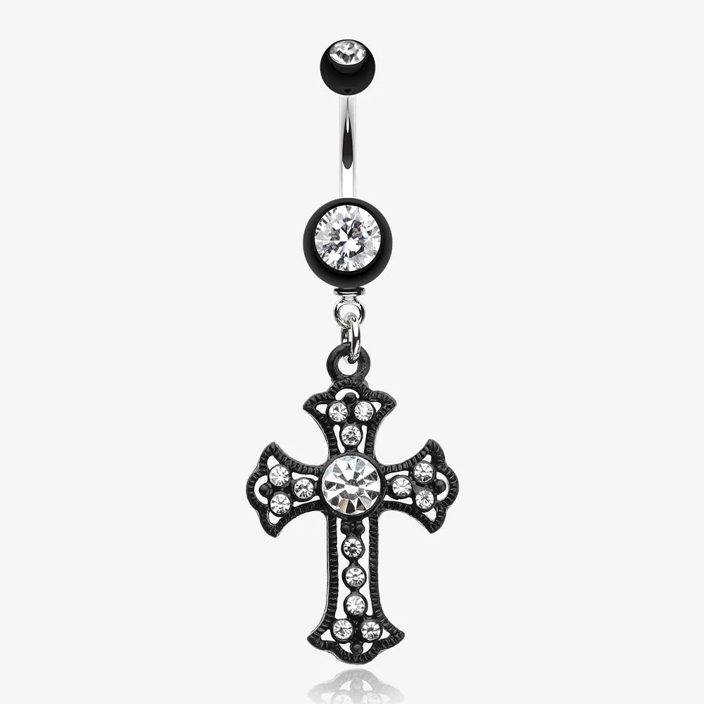 Blackline Opulent Cross Belly Button Ring