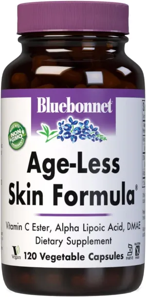 BlueBonnet Age-Less Skin Formula Capsules, White, Vegetable, 120 Count