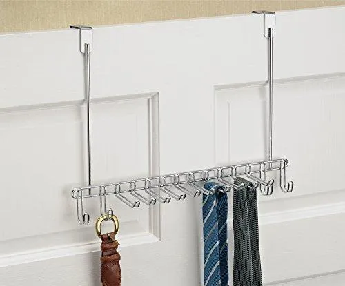 Bochens Metal Over Door Hanging Closet Storage Organizer Rack for Bedroom, Closet, Bath - Holds Men's/Women's Ties, Belts, Slim Scarves, Jewelry, Accessories