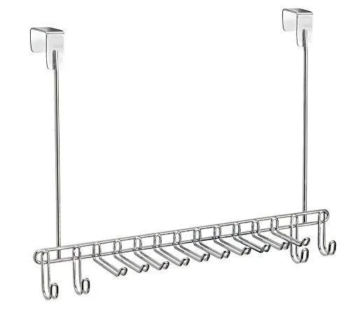 Bochens Metal Over Door Hanging Closet Storage Organizer Rack for Bedroom, Closet, Bath - Holds Men's/Women's Ties, Belts, Slim Scarves, Jewelry, Accessories