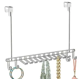 Bochens Metal Over Door Hanging Closet Storage Organizer Rack for Bedroom, Closet, Bath - Holds Men's/Women's Ties, Belts, Slim Scarves, Jewelry, Accessories