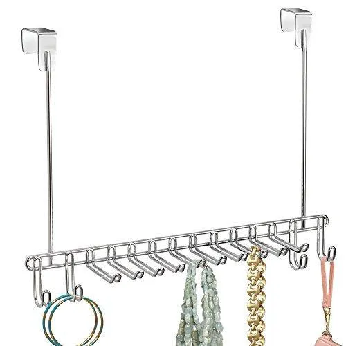 Bochens Metal Over Door Hanging Closet Storage Organizer Rack for Bedroom, Closet, Bath - Holds Men's/Women's Ties, Belts, Slim Scarves, Jewelry, Accessories
