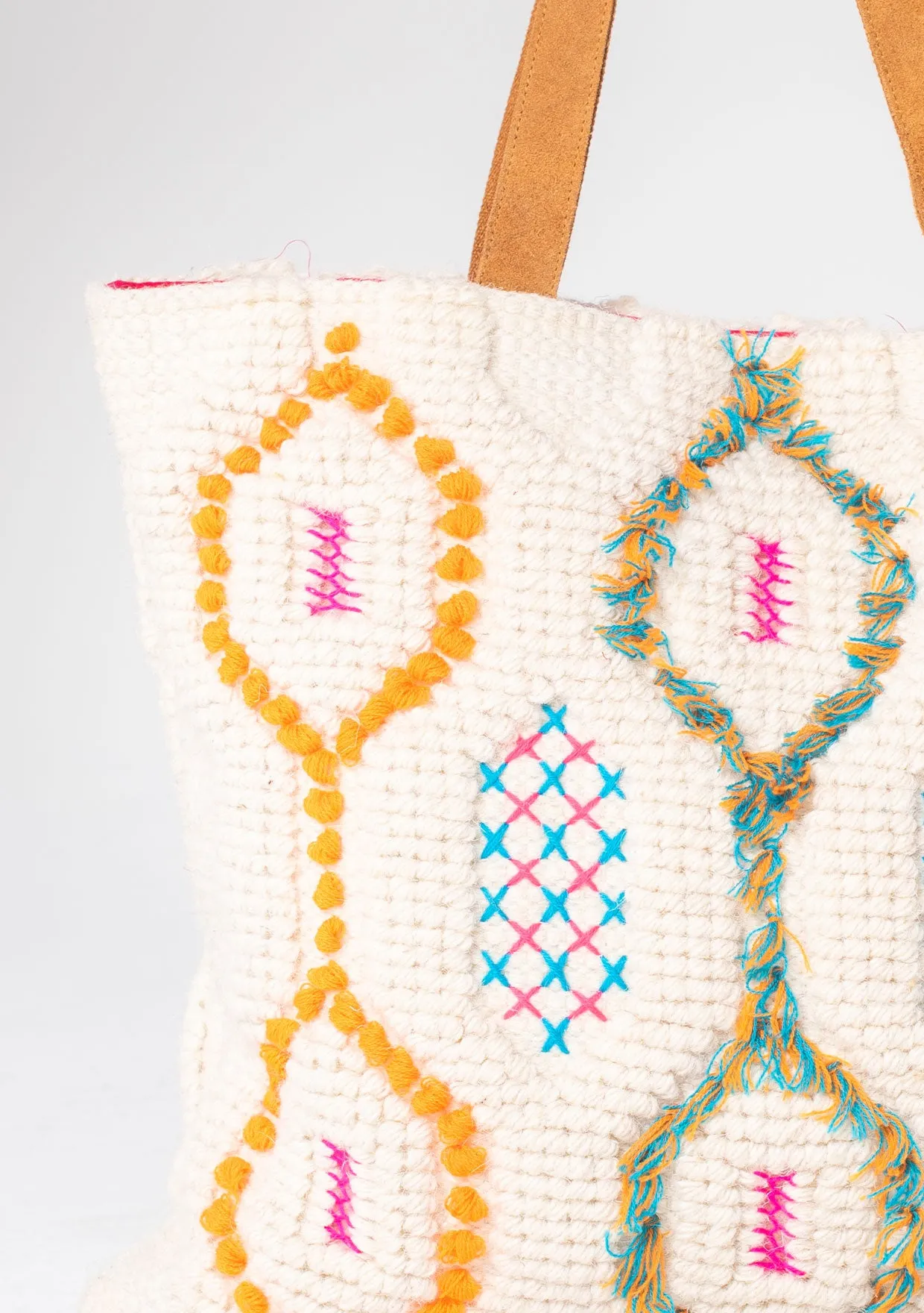 Bohemian Embroidered Geo Pattern Carpet Bag
