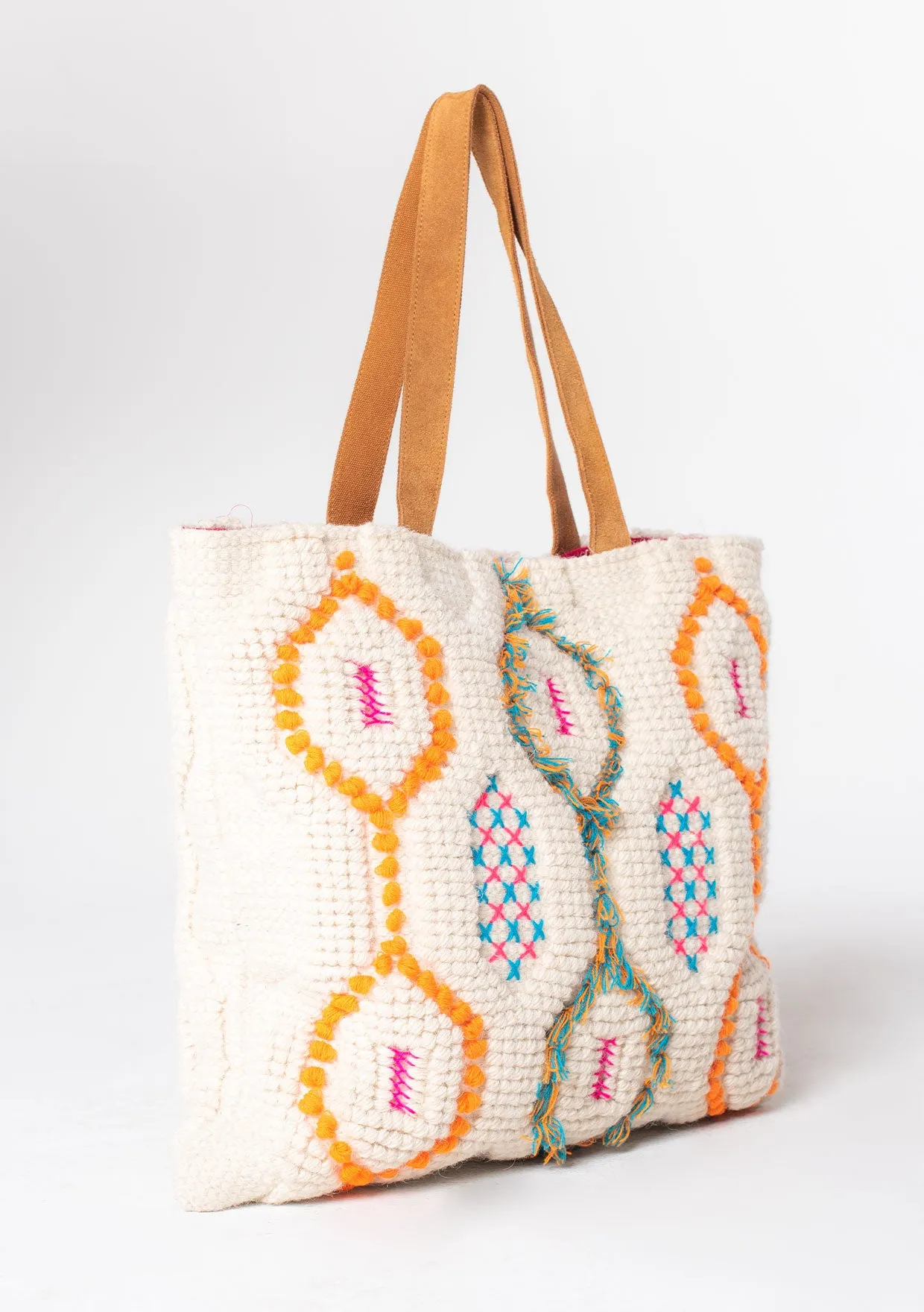 Bohemian Embroidered Geo Pattern Carpet Bag