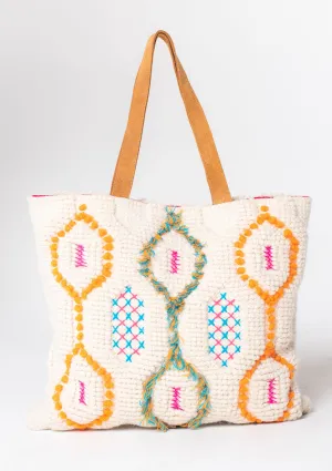 Bohemian Embroidered Geo Pattern Carpet Bag