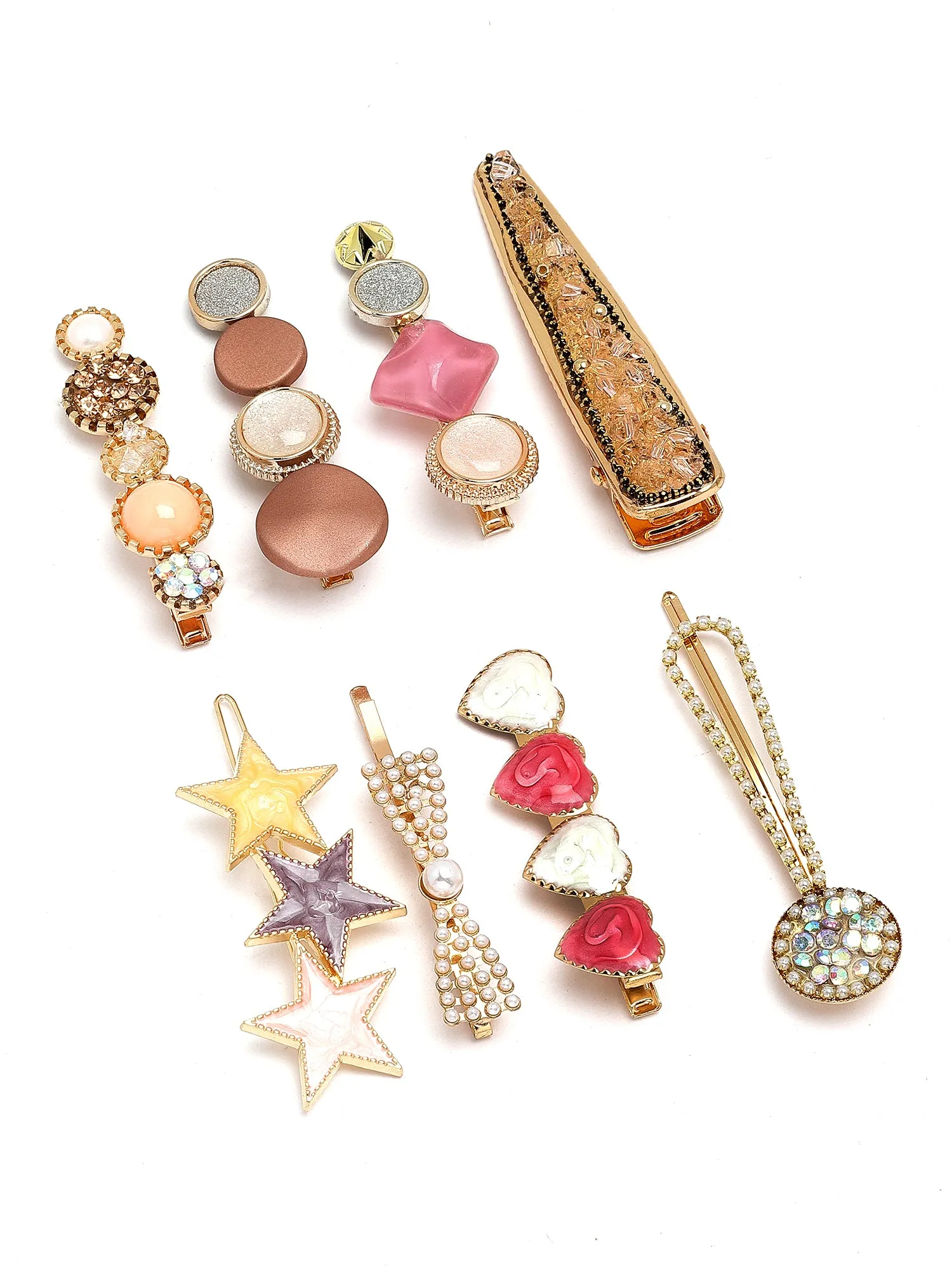 Bohey by KARATCART Set of 8 Multicolor Hair Clips for Women