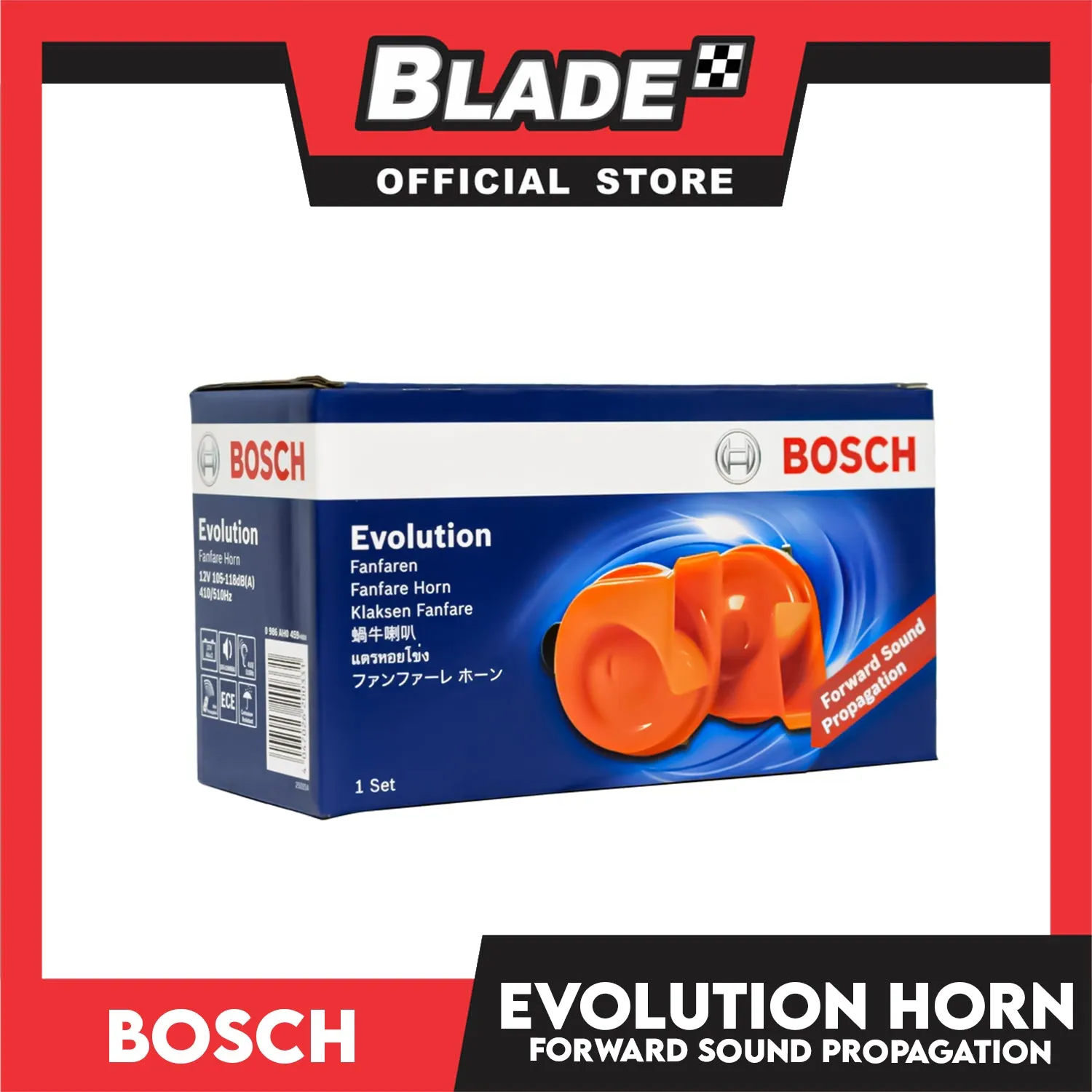 Bosch Horn Evolution Fanfare 12V Evolution Fanfare Twin Horn Set Orange, Car Horn