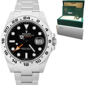 BRAND NEW 2021 Rolex Explorer II 42mm Black Orange GMT Date Steel Watch 216570